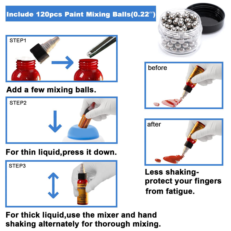 [Australia - AusPower] - ONiLAB Mini Vortex Mixer with Touch Function, Lab Mixing, Nail Polish,Eyelash Adhesives and Acrylic Paints Mixing, Lab Vortexer for Tubes,Include 120 pcs Stainless Steel Mixing Balls Round-gray 