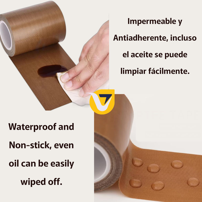 Teflon Tape 2 inch x 33 Feet x 0.18mm, 2roll Low Friction Tape High Temp Adhesive Tape,Abrasion Resistant,Surface Protection for Wood,Drawer,Cabinet,Furniture,Vacuum Sealer & Hand Impulse Sealers 2roll: 2 inch