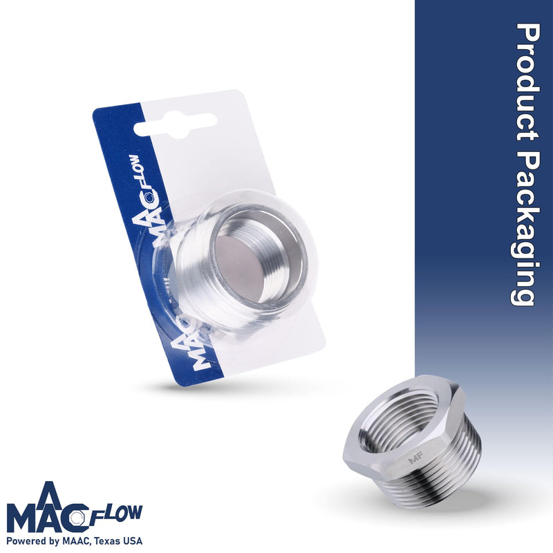 [Australia - AusPower] - MAACFLOW Stainless Steel 1-1/4" Male NPT to 1" Female NPT Adapter Reducer Hex Bushing (Thread OD 1.62"- ID 1.16") (Pack of 1) 1-1/4" MNPT x 1" FNPT Pack of 1 