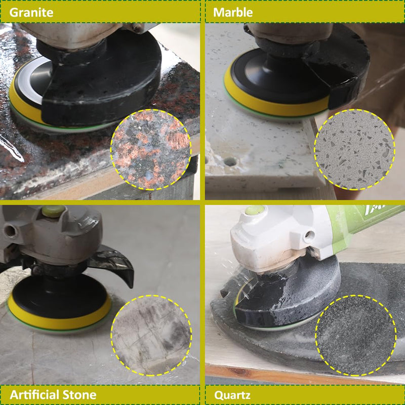 [Australia - AusPower] - SANLEETEK Wet Diamond Polishing Discs - 12 Pieces 100 mm Diamond Polishing Pad Grit 50 for Granite Marble Artificial Stone Quartz for Angle Grinder 
