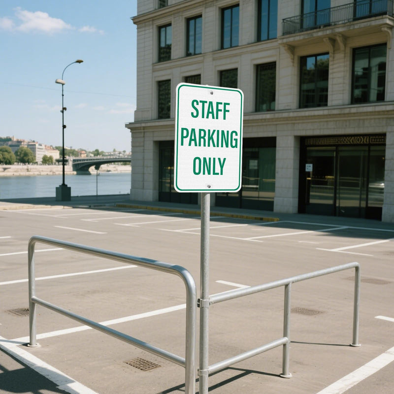 2 Pack Staff Parking Sign 18 × 12 Inches High Reflective Waterproof Aluminum Signage with Pre-Drilled Holes for Office Business Warehouse Private Property