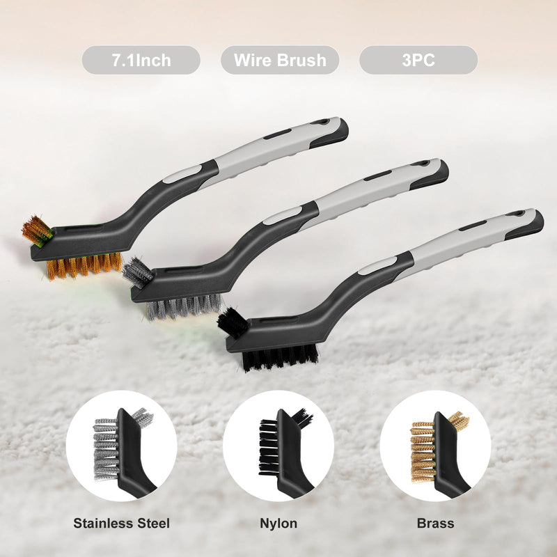 [Australia - AusPower] - Wire Brush Set 6Pcs, Scratch Brushes with Brass/Stainless Steel/Nylon Bristles & 2Pcs Paint Scrapers - Deep Cleaning for Paint Scrubbing, Rust & Dirt Removal and Kitchen Cleaner . Stainless Steel-1 