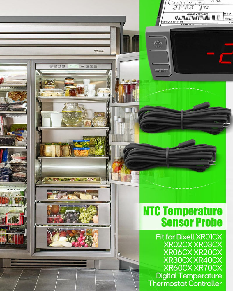 [Australia - AusPower] - 2PCS NTC Temperature Sensor Probe Fit for Dixell XR01CX XR02CX XR03CX XR06CX XR20CX XR30CX XR40CX XR60CX XR70CX Digital Temperature Thermostat Controller Compressor Refrigerating Units 
