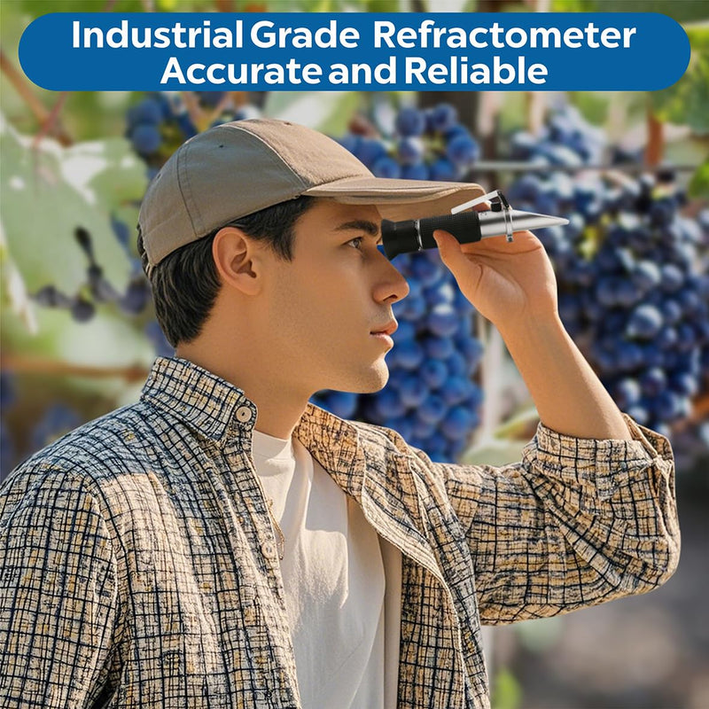 [Australia - AusPower] - Brix Refractometer with Dual Scale - Specific Gravity & Brix, High Precision Handheld Refractometer Hydrometer with ATC for Beer Brewing Wine Making, Home Brewing Kit 