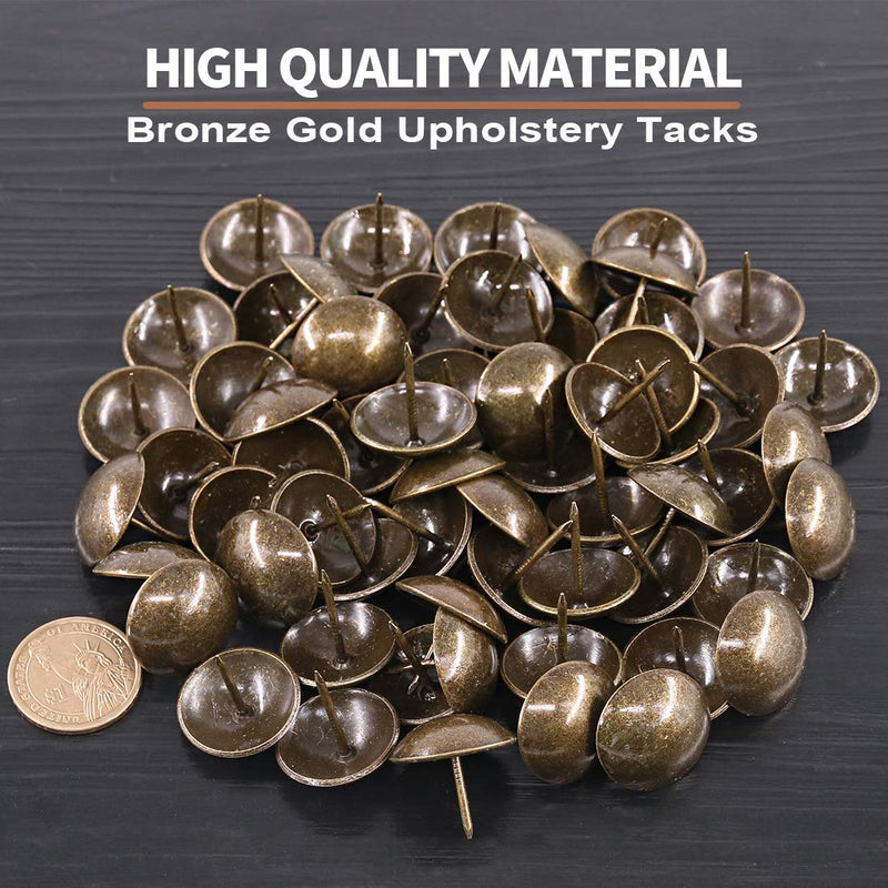 [Australia - AusPower] - Keadic 100Pcs 1 inch Antique Upholstery Tacks Furniture Nails Pins Assortment Kit for Upholstered Furniture Cork Board or DIY Projects - Bronze 