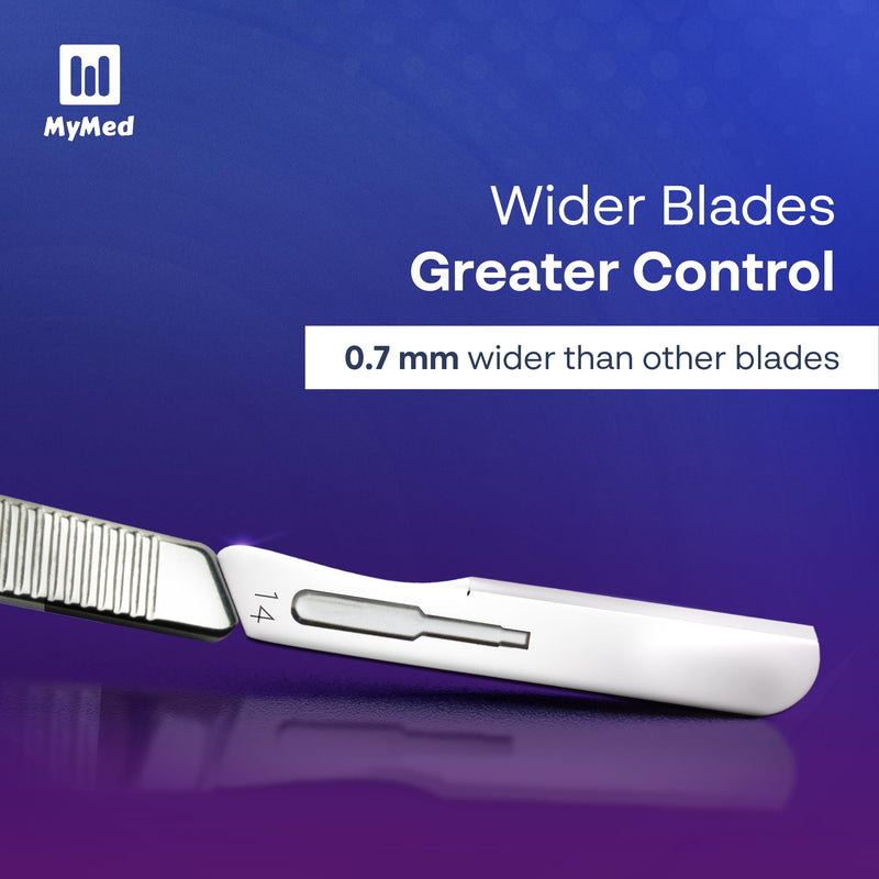 [Australia - AusPower] - 14R Blades Dermaplaning Razors Pack of 100 Blades 14, Size 14 Scalpel Blades, High Carbon Steel Dermablade Dermaplane Blades 14R Blade by Mymed (#14R) 