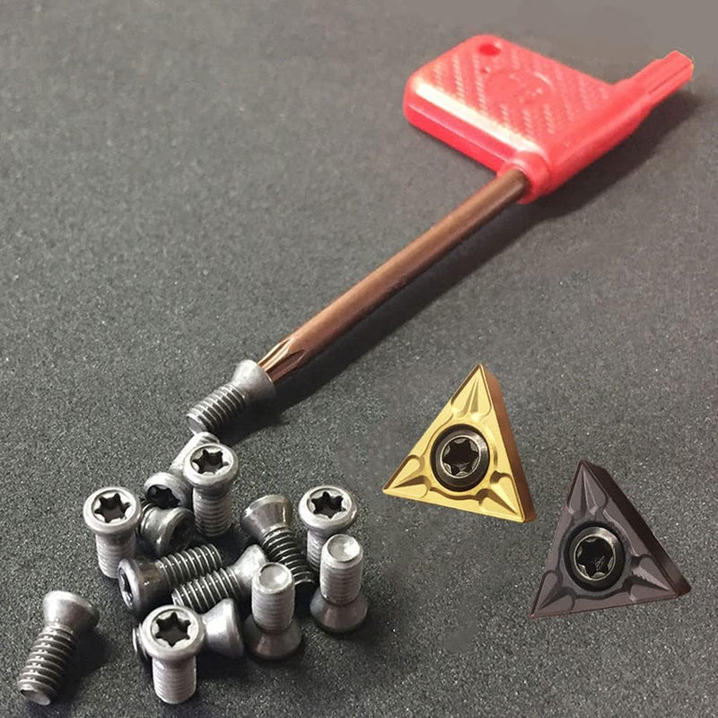 TCMT16T304 Carbide Indexable Inserts with M4x10 Screws/T15 Tool | 21 pieces with TCMT32.51 plates suitable for turning and milling on lathes including alloy steel hex screws 10psc TCMT16T304+10pcs screws