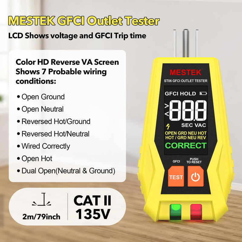 MESTEK Electrical Tester Kit with GFCI Outlet Tester, Non-Contact Voltage Tester, Pinless Wood Moisture Meter, Home Inspector Tool Kit, 3-Piece with Carry Case and Batteries