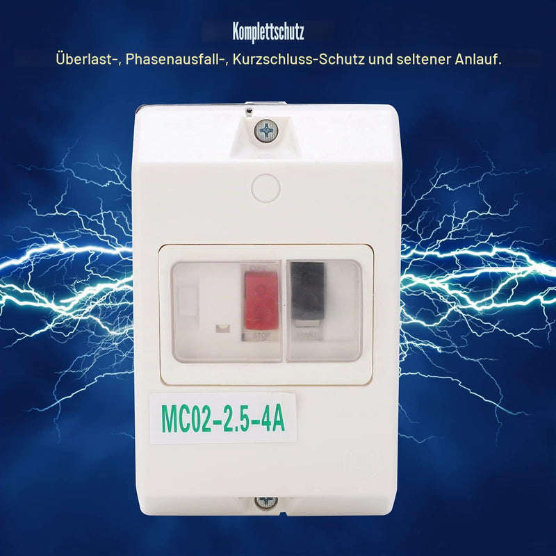Fafeicy MC02‑2.5‑4A 220V/380V IP55 50/60Hz Motor Circuit Breaker, ABS Electric Waterproof Circuit Breaker, Used as Insulator, to Protect Power Distribution Lines
