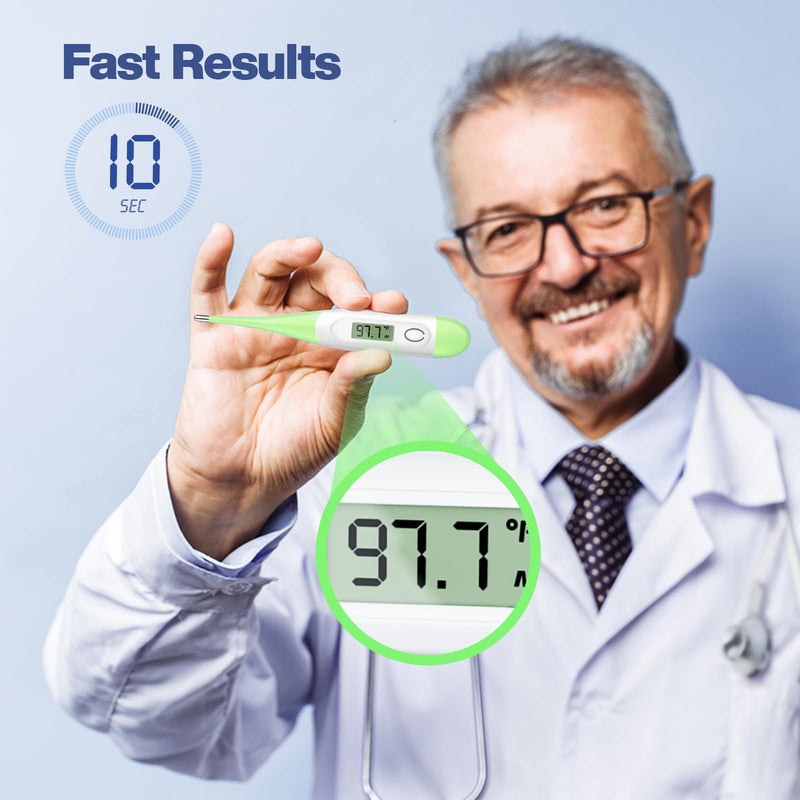 [Australia - AusPower] - Boncare 10 Seconds Digital Thermometer for Adults and Kids - Accurate & Safe Rectal Thermometer for Baby with Fever Alarm, Oral Thermometer (Light Green) Light Green 