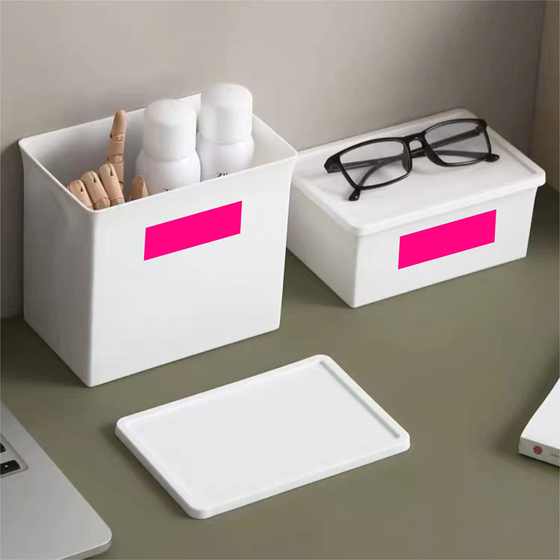 Square Color Coding Labels 3 x 1 inch - Rectangle Fluorescent Pink Color File Folder Stickers 250 Pack Per Roll in Dispenser Box