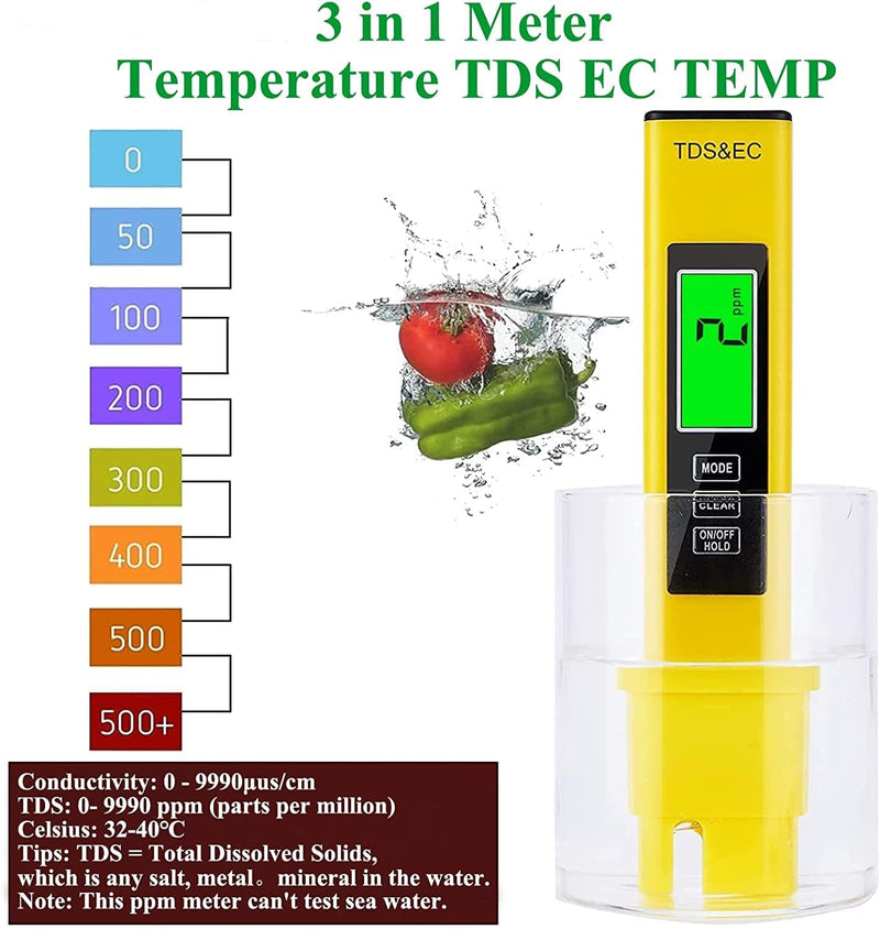 [Australia - AusPower] - KETOTEK Water Quality Test Meter, PH Meter TDS Meter 2 in 1 Kit with 0-16.00 ph and 0-9990 ppm Measure Range for Hydroponics, Aquariums, Drinking Water, RO System, Fishpond and Swimming Pool… 