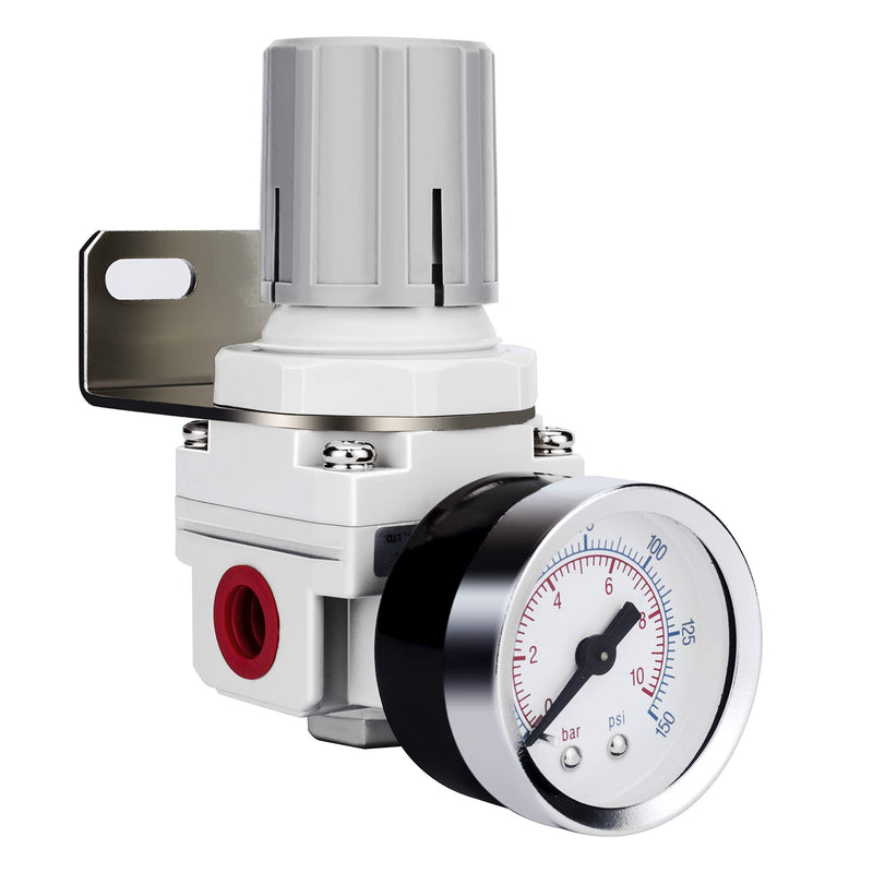 [Australia - AusPower] - NANPU 1/4" NPT Air Regulator for Compressed Air System, 150 psi Steel-Protected Gauge 