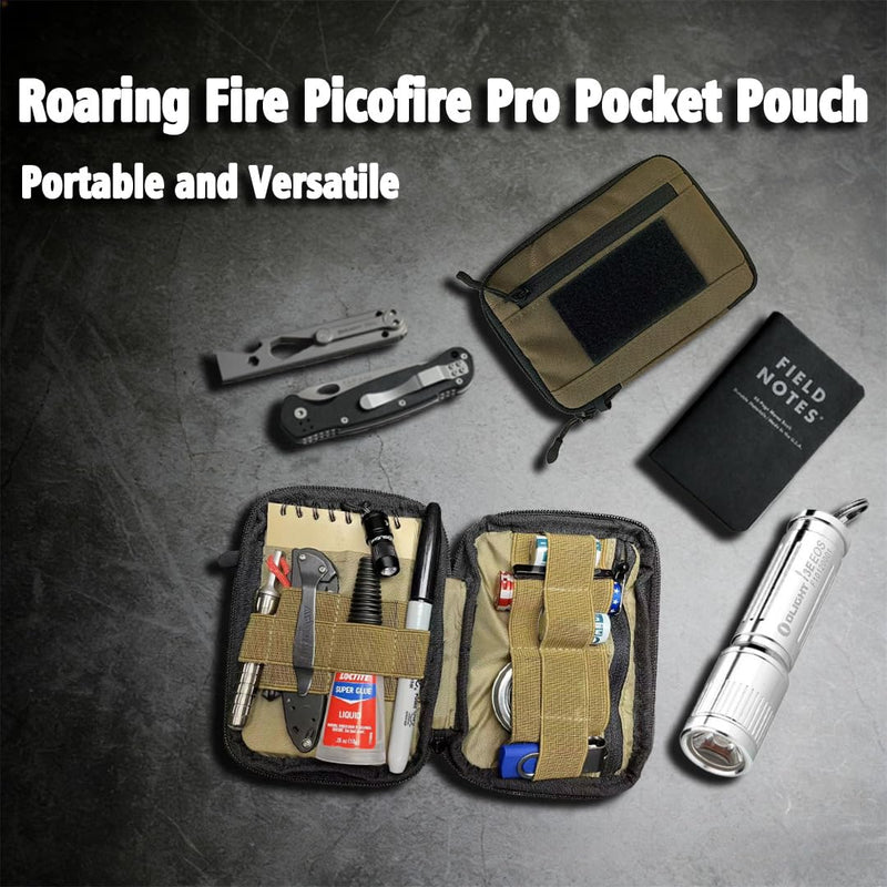 ROARING FIRE Picofire Pro EDC Pouch Organizer - Small Tool Pouch for Electronics, Cables, Flashlights,Multitool - with YKK Zippers, Water-Resistant 500D Nylon, Pocket pouch for men fde