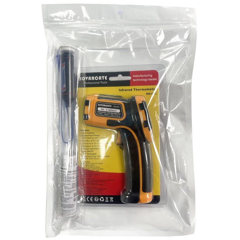 [Australia - AusPower] - Infrared Thermometer -58℉～1112℉(-50℃～600℃) Non-Contact Laser Temperature Gun Digital Adjustable Emissivity IR Temp Gun - for Cooking, BBQ, Food, Fridge, Pizza Oven, Engine - Meat Thermometer Included 