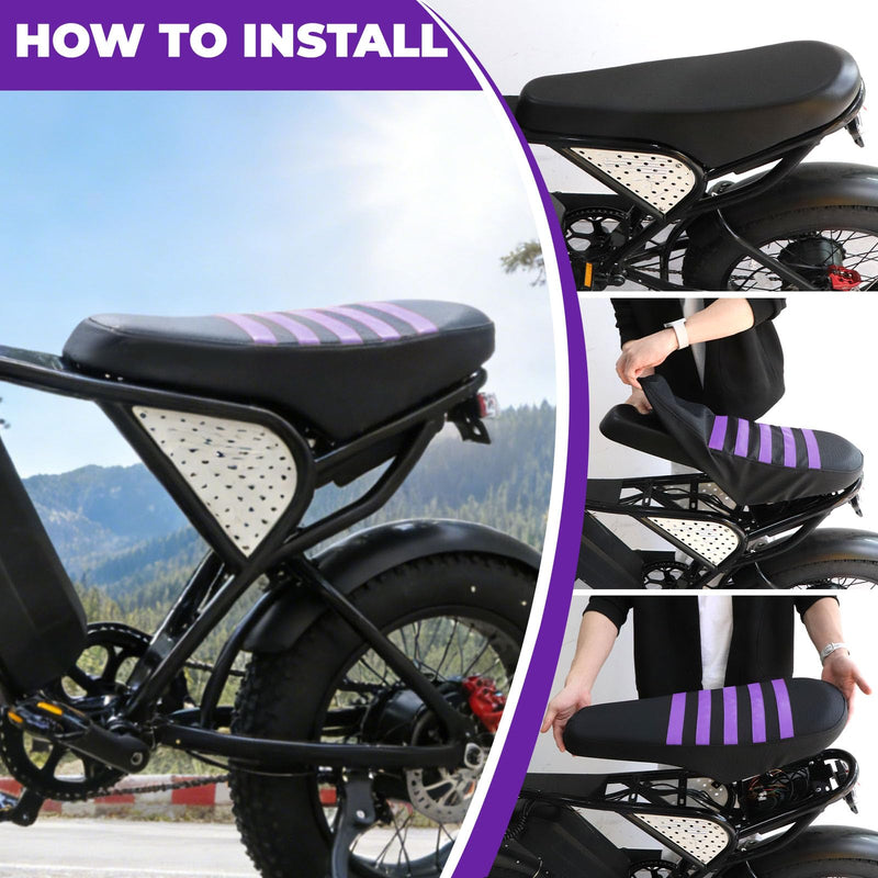 Waterproof Non-Slip Seat Cover for Ridstar Q20 / Q20 Pro Lite Electric Bike – Thickened, Washable, All-Season Soft Saddle Cover (Purple) Purple