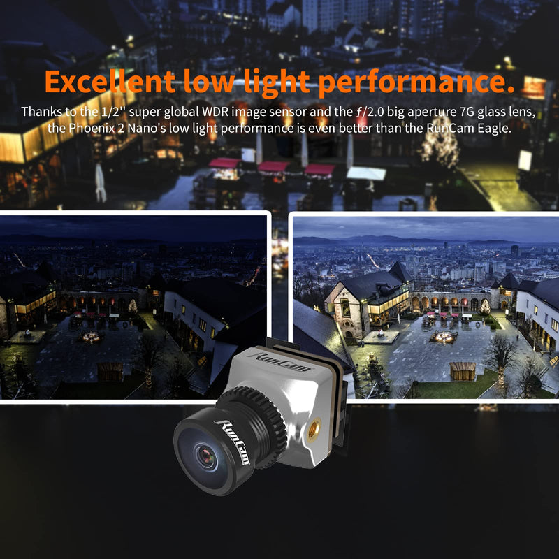[Australia - AusPower] - RunCam Phoenix 2 Nano FPV Camera 1000TVL 1/2" COMS Sensor 2.1mm (M8) FOV 155° 4:3/16:9 PAL/NTSC Switchable for FPV Drone 
