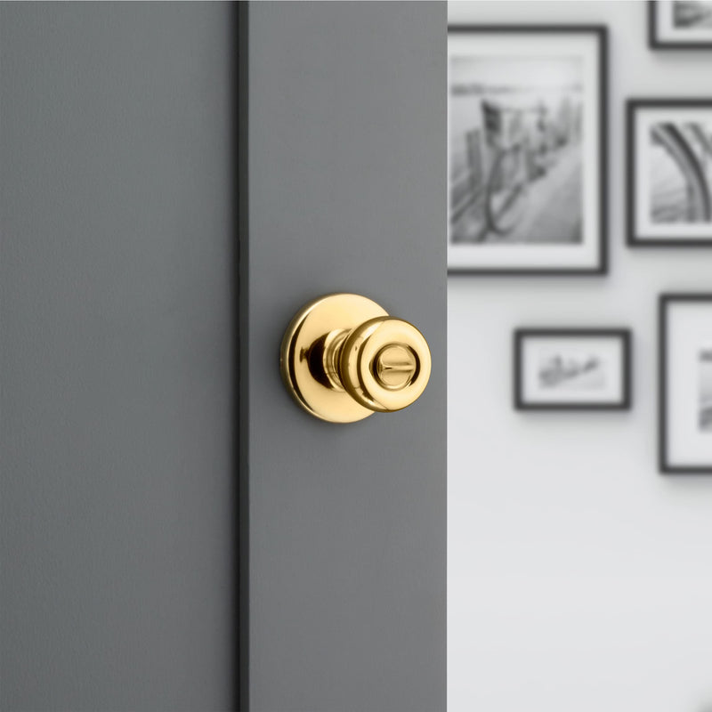 Kwikset 93001-870 Tylo Bed & Bath Knob in Polished Brass, Privacy (Pack of 2) 1 Count (Pack of 2)