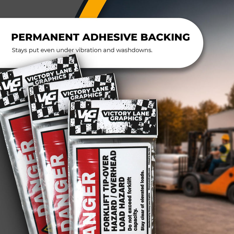 Forklift Safety Labels Kit – ANSI Z535 Style Warning Decals – Tip-Over, Seatbelt, No Riders, Capacity Limit & Fork Height – Industrial Vinyl – 3.5 x 7 Inch – 5 Pack