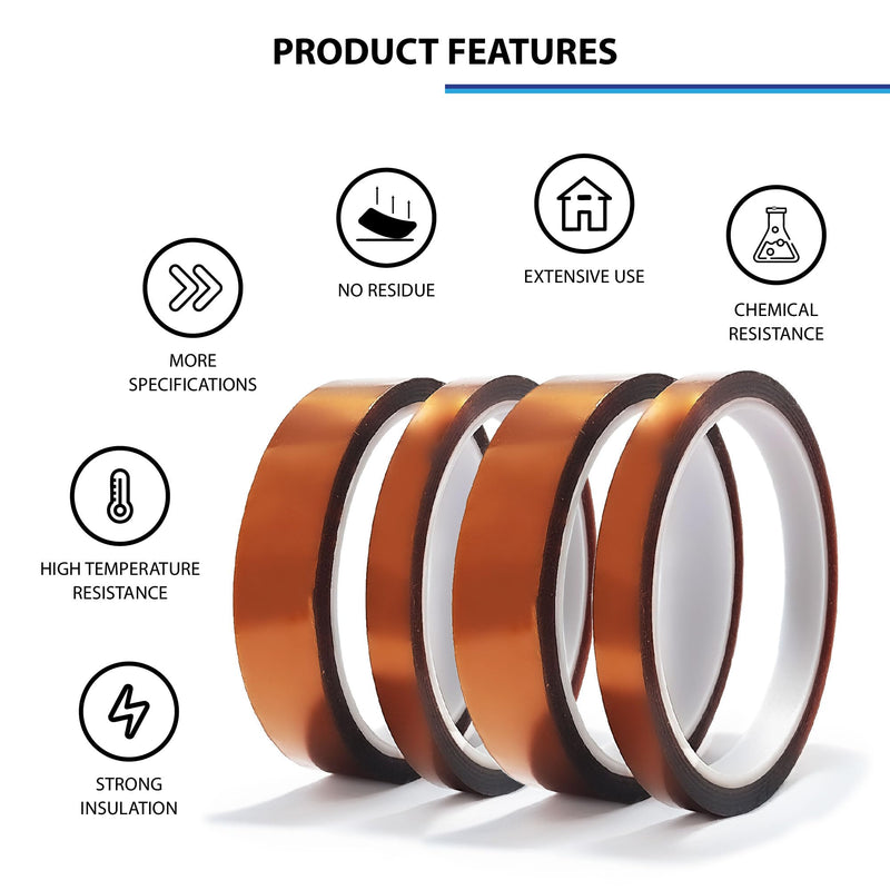 [Australia - AusPower] - 4 Rolls Heat Tape for Sublimation, 20mm & 10mm, 33 Meters(108ft) Length, Brown Heat Resistant Transfer Tape, No Residue Pack of 4 - 10mm x 2 & 20mm x 2 
