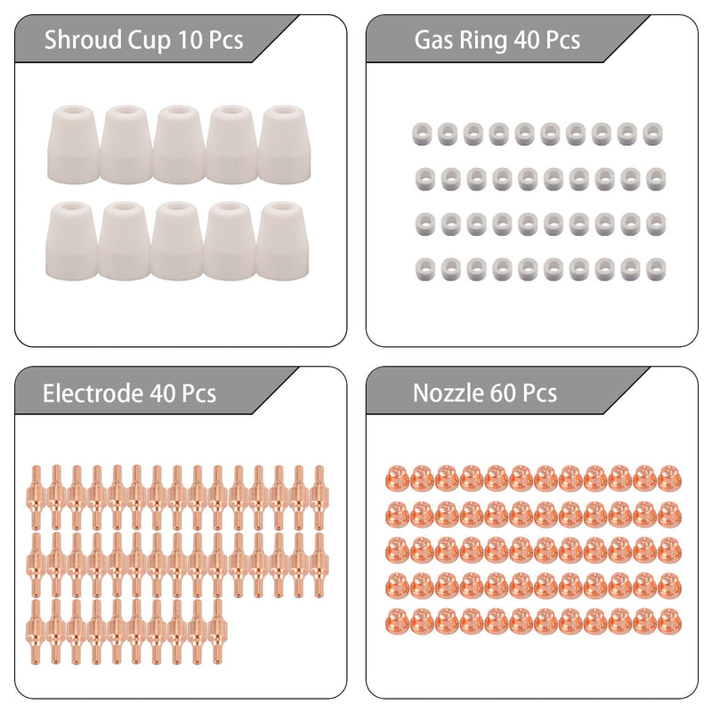 150pcs PT-31 Air Plasma Cutting Nozzle Electrode Consumables Fit CUT-40 CUT-50D CT-312 PT31 Standard 150Pcs