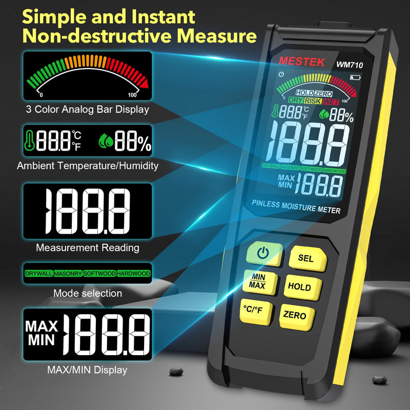 MESTEK Electrical Tester Kit with GFCI Outlet Tester, Non-Contact Voltage Tester, Pinless Wood Moisture Meter, Home Inspector Tool Kit, 3-Piece with Carry Case and Batteries