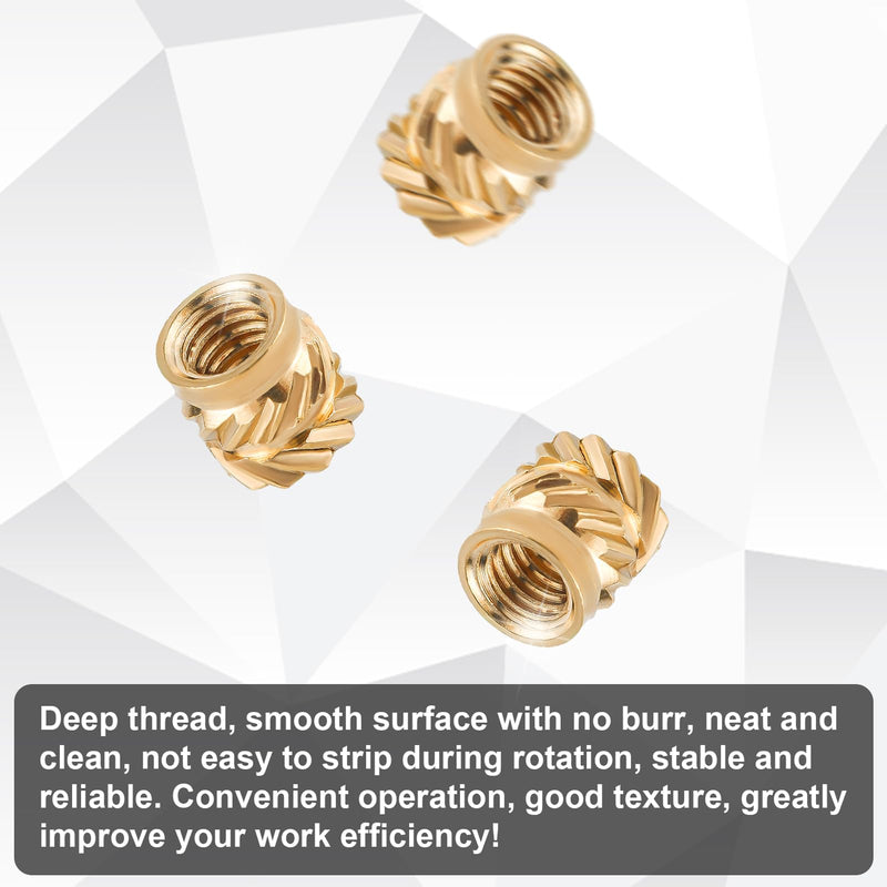 [Australia - AusPower] - 120pcs 3D Printing Brass Nuts, M4x6x6mm Threaded Heat Set Inserts M4 Knurled Brass Nuts Heat Embedment Nut for 3D Printing Parts Loptop Automotive Plastic Shell 