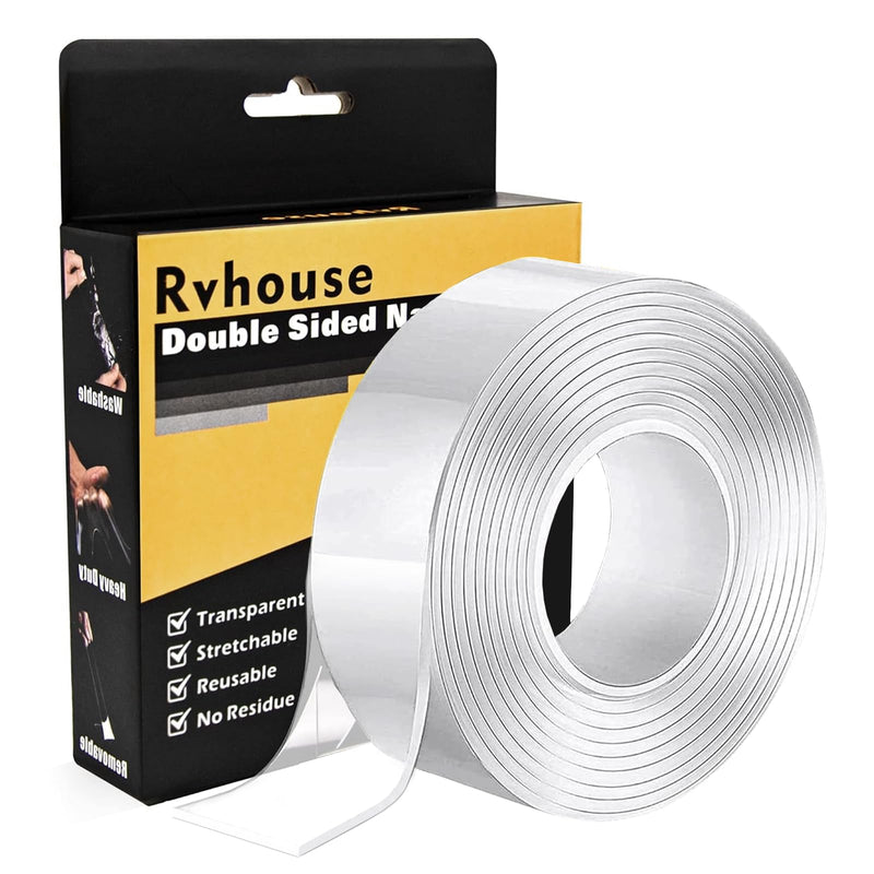 Double Sided Tape Heavy Duty, 2" x 200" Removable Washable Nano Mounting Tape, Clear Sticky Adhesive for Carpet Picture Poster Home Office RV Decoration – Holds 6lbs, 0.08" Thick 2" x 200" 1