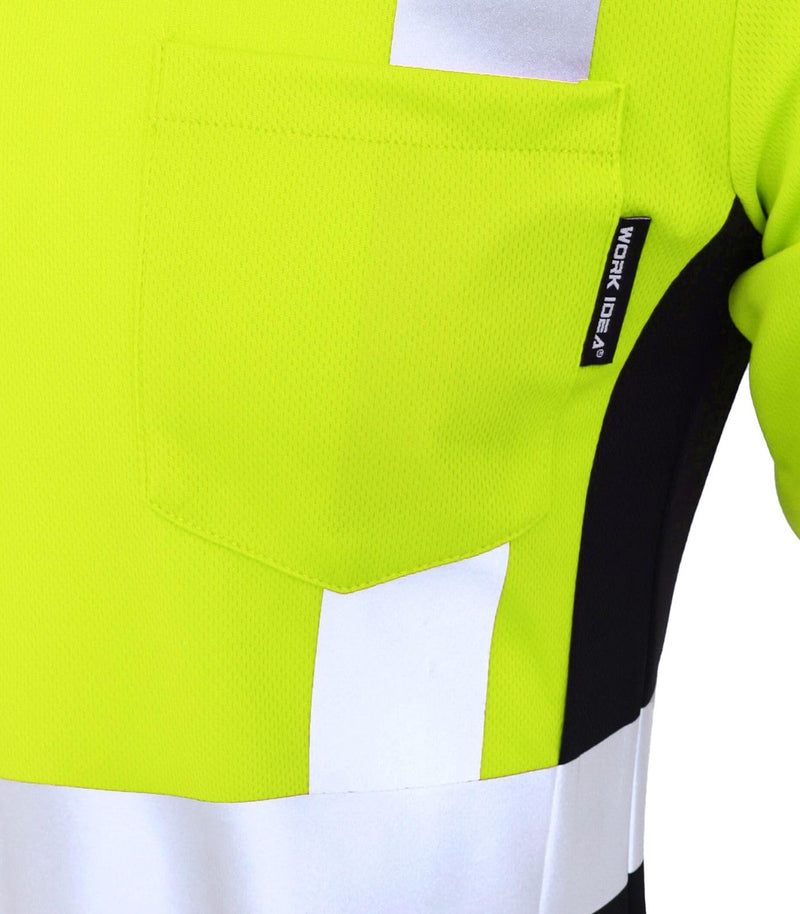 WORK IDEA Safety T Shirt for Women Reflective Tape High Visibility Shirt Work Construction Short Sleeve Yellow# Small