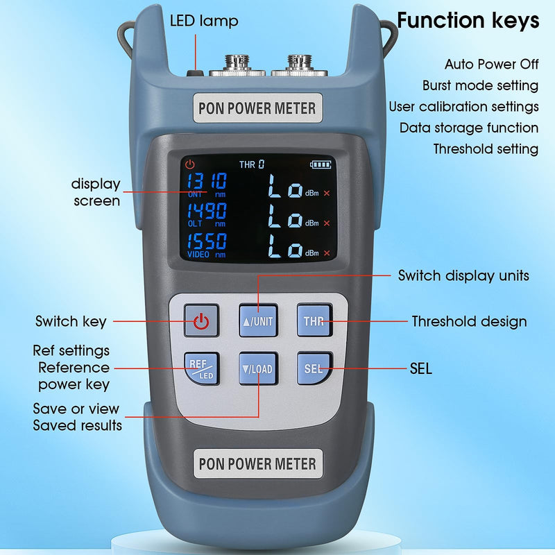 [Australia - AusPower] - Fiber Optic PON Optical Power Meter A-330U SCUPC FCUPC Interface PON Network Tester 1310nm 1490nm 1550nm Fiber Network Tester PON Optical Power Meter Testing Tool 