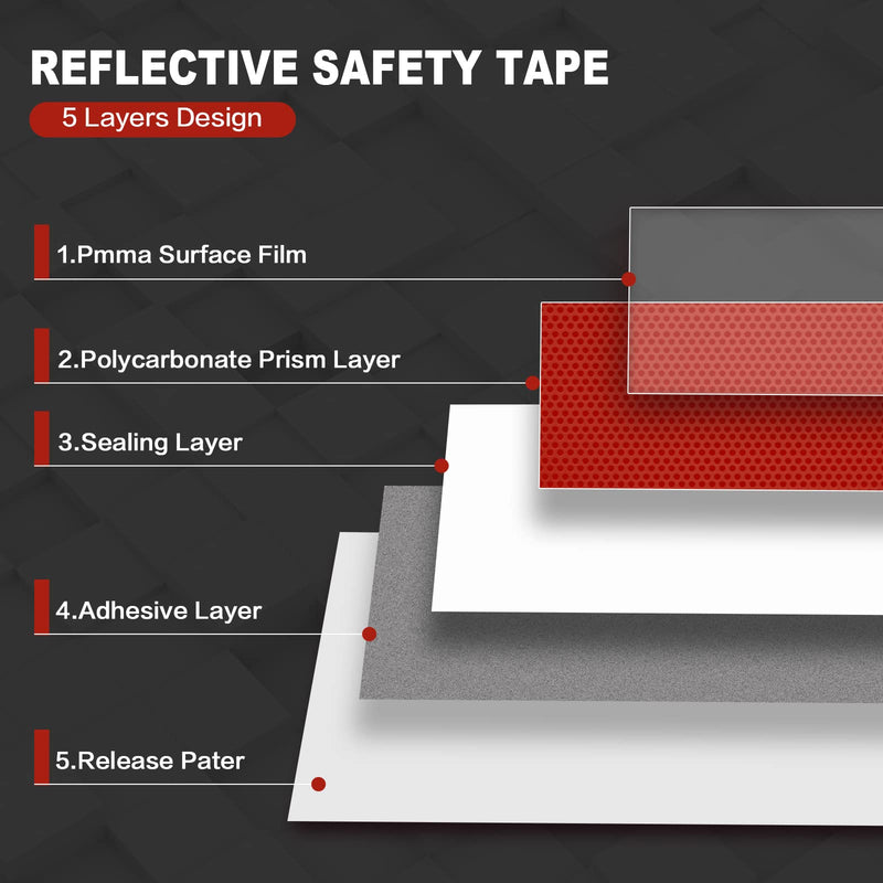 2 Inch x 39 FT Reflective Safety Tape DOT C2 Adhesive Reflector Tape High Visibility Contrast Duct for Outdoor Trailer Cars,Trucks Vehicles,Boats,Signs,Bikes (39FT, RED White) 39FT