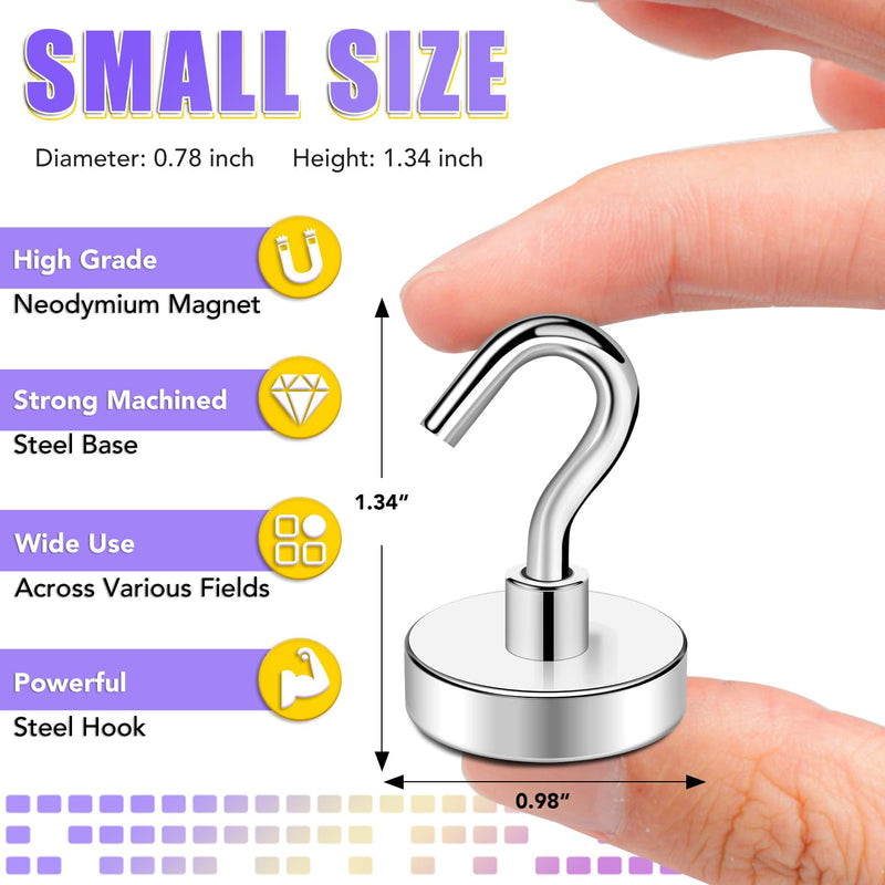 [Australia - AusPower] - TRYMAG Strong Magnetic Hooks Heavy Duty, 80Lbs+ Super Neodymium Magnetic Hooks for Hanging, 12 Pack Earth Magnets with Hooks for Cruise Cabins, Magnetic Hanging Hooks for Office, Grill, Classroom 