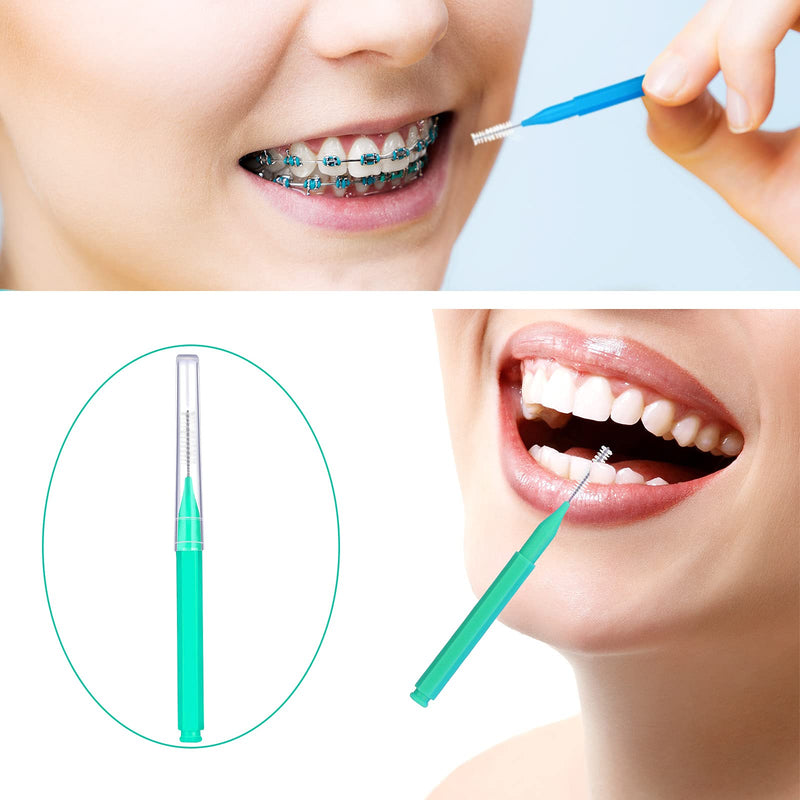 [Australia - AusPower] - Patelai 50 Pieces Braces Brush for Cleaner Interdental Brush Toothpick Dental Tooth Flossing Head Oral Dental Hygiene Flosser Toothpick Cleaners Tooth Cleaning Tool (Green, Blue, Pink, Orange) Green, Blue, Pink, Orange 