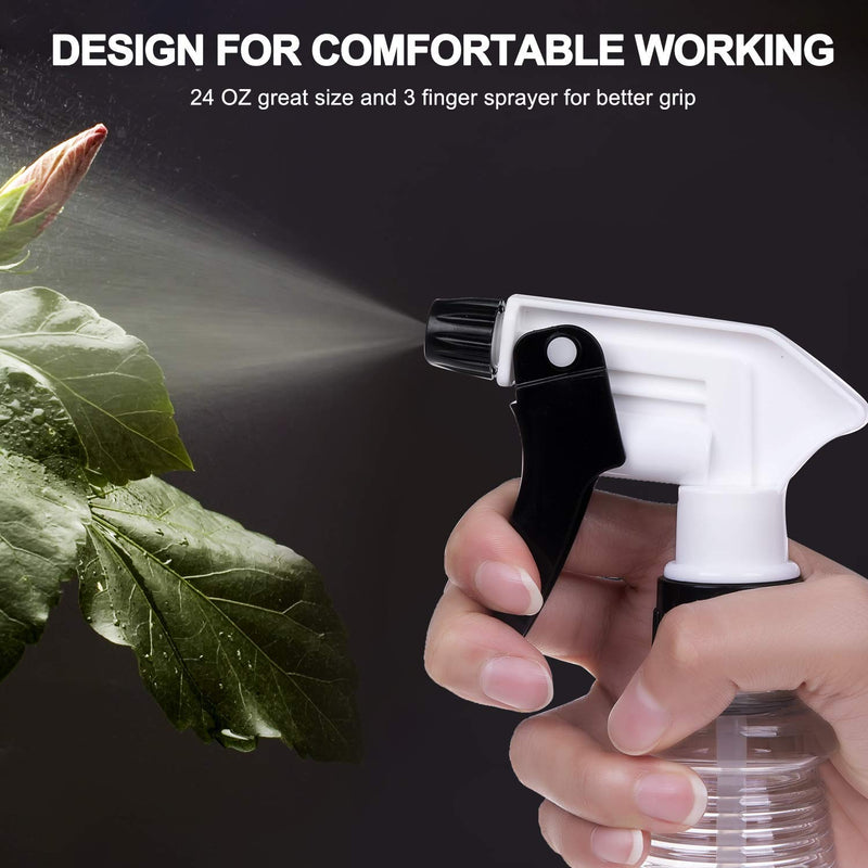 [Australia - AusPower] - Plastic Spray Bottle (24oz 3 Pack) for Cleaning Solutions, Car Detailing Care, Planting, Pet, Clear Finish, Heavy Duty Empty Spraying Bottles Mist Water Sprayer with Measurements & Adjustable Nozzle 3-Pack 