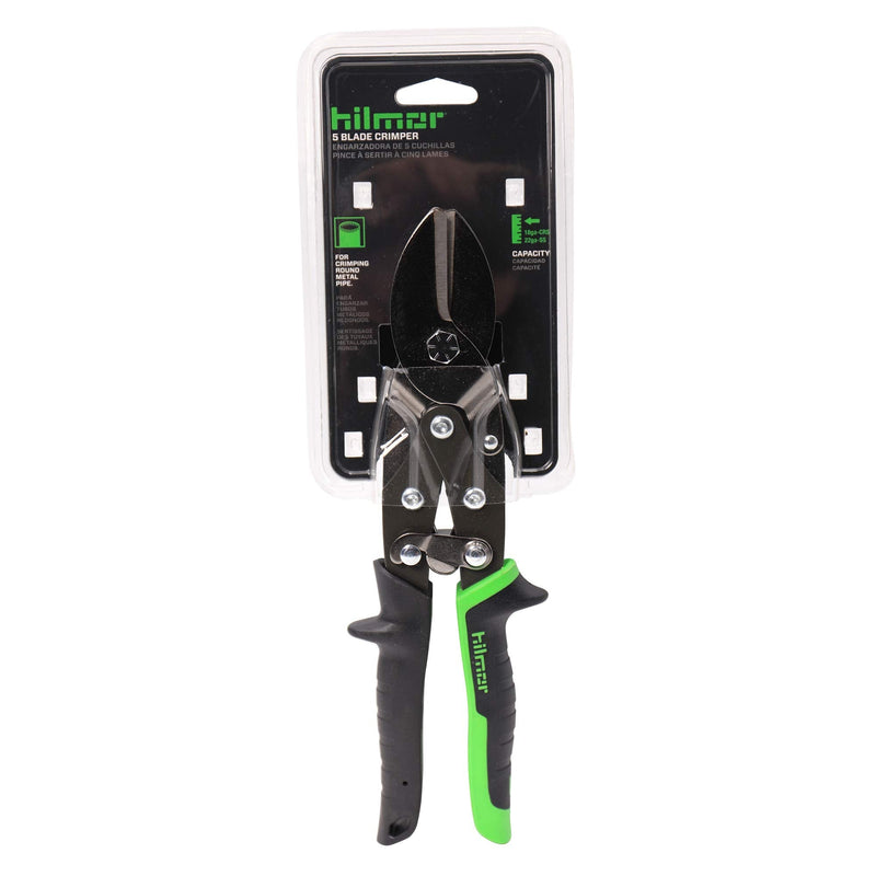 Hilmor 5 Blade Crimper for Sealing Round Metal Pipe, Black & Green, SMTBC5 1891187