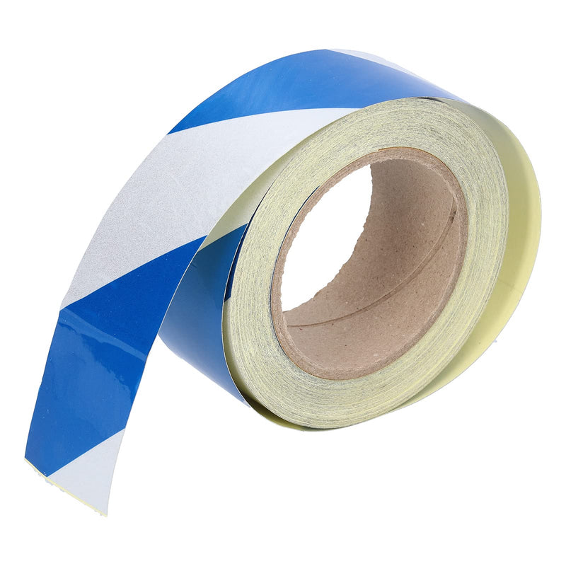 Reflective Blue White Striped Safety Warning Tape, High Visibility Strong Adhesive, Caution Tape for Industrial Commercial Floor Wall