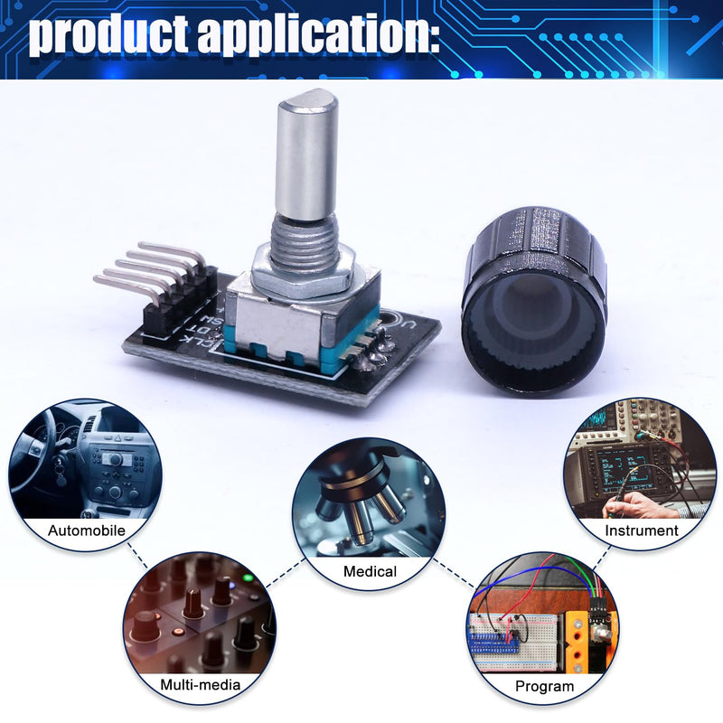 Taiss KY-040 Rotary Encoder Module KY-040 360 Degree Rotary Encoder Switch with Push Button for Automotive Electronics Multimedia Audio KY-040 Pack of 5