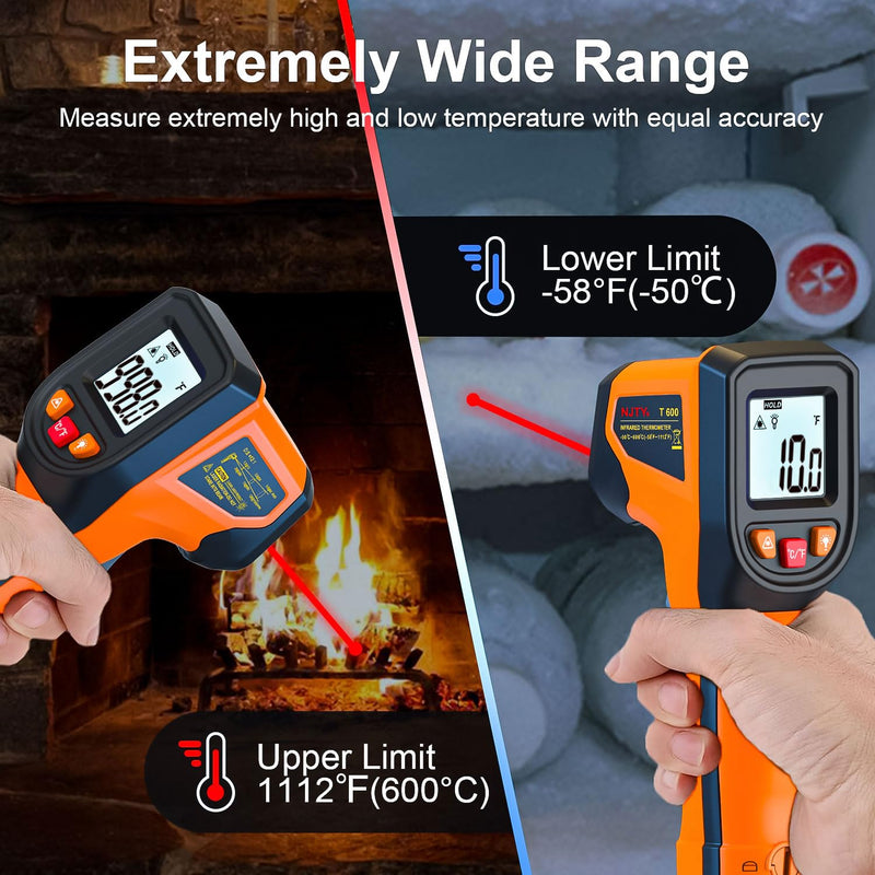 [Australia - AusPower] - Upgrade 2023 Laser Infrared Thermometer Non-Contact Digital Temperature Gun, -58??1112?(-50??600?) IR Thermometer for Industrial, Kitchen Cooking, Automotive, HVAC (Not for Human Body Temp) T600 
