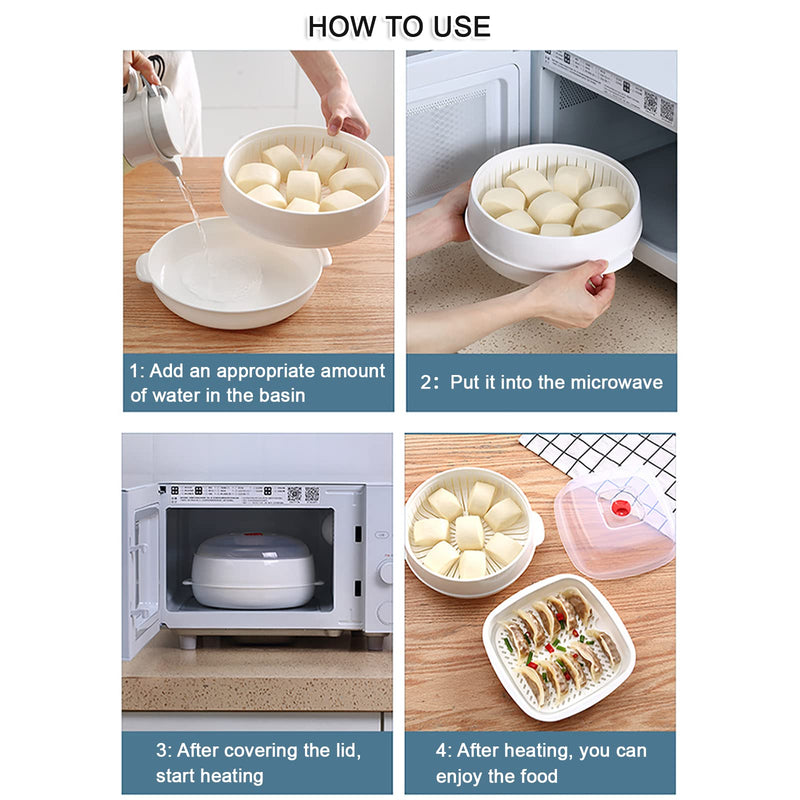 Microwave Vegetable Steamer, Microwave Steamer for Vegetables, Microwave Heating Bowl, Micro Cookware for Cooking (3 - Layer) 3 - Layer