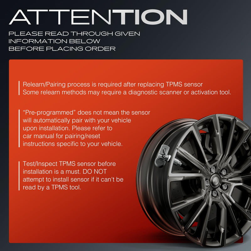 A-Premium 4PCS Pre-Programmed TPMS Sensor Tire Pressure Monitoring Sensor - Compatible with Mazda, Fiat Models - 2, 3, 5, 6, CX-3, CX-5, CX-7, CX-9, MX-5 Miata, RX-8, 124 Spider - 315MHz