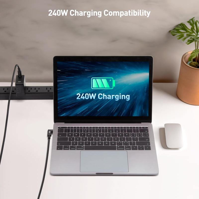 Cable Matters 20Gbps Right Angle USB 4 Cable 9.8ft, Supports Up to [8K@30Hz / 4K@120Hz Video, 240W Charging, 20Gbps Data Transfer] Compatible with Thunderbolt 4 Cable, MacBook Pro, XPS, Surface Pro 9.8 Feet