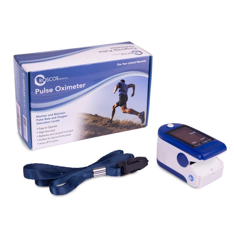[Australia - AusPower] - Roscoe Medical Finger Pulse Oximeter Oxygen Saturation Monitor - Pulse Ox Fingertip o2 Monitor for Pediatric and Adult - Sports and Aviation Use Only 