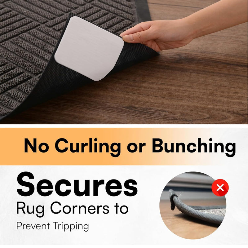 AKOAK 8 Pcs Rug Tape Pad, Rug Pad Gripper, Non-Slip Mat Anti-Skid Stickers for Area Rugs, Grip Rug Corners to Prevent Sliding