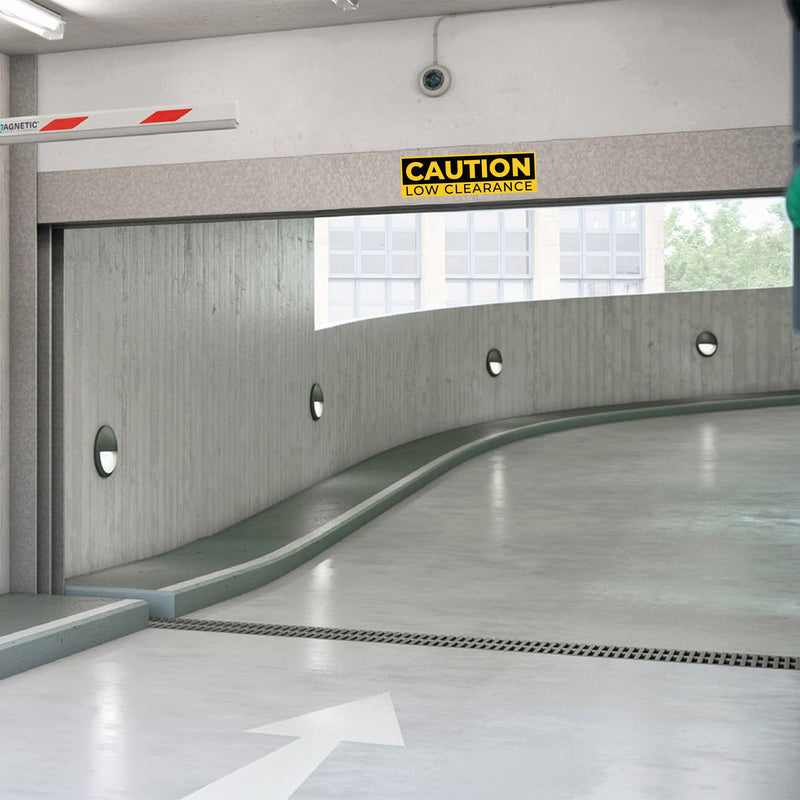 3 x Caution Low Clearance Signs – Watch Your Head Low Overhead Clearance – 10 x 3 Vinyl Labels – Self-Adhesive, Non-Rusting, Weatherproof, Waterproof Decals for Roads, Fields, Business, Shops, Warehouses, Construction Sites
