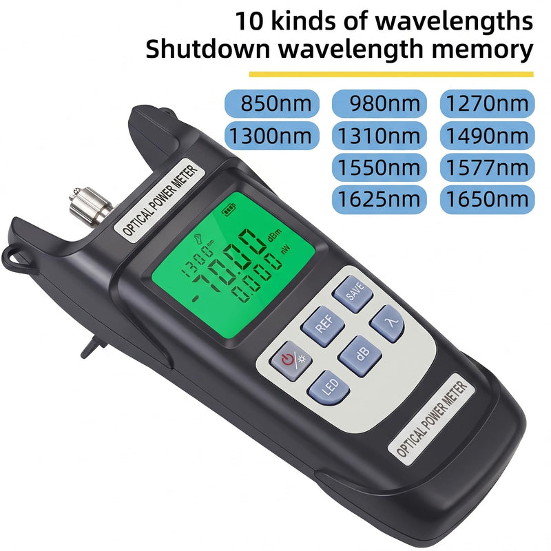 FTTH Fiber Optic Tool Kit | VFL Fiber Power Meter | 70~+10dBm | 50MW Fiber Optic Visual Fault Locator | VFL Fiber Optic Test Pen (Yellow+Grey)