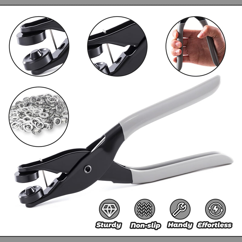 Heavy Duty Grommet Tool Kit - 3/8 Inch Die with 400Pcs of 10MM Grommets, Present Hole Punch, Professional Setting Tool for Leather, Canvas, Tarp, Awning, Plastic & DIY Craft Supplies