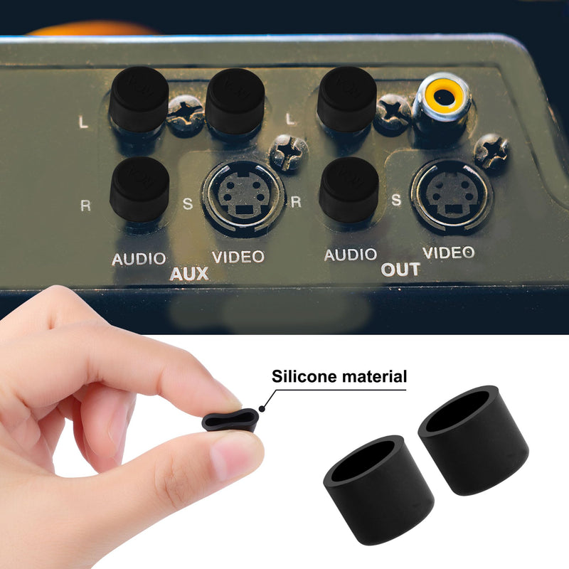 [Australia - AusPower] - uxcell Silicone RCA Female Connector Anti Dust Plug, 8mm Dust Proof Cap Protector Cover 10 Pcs Black 