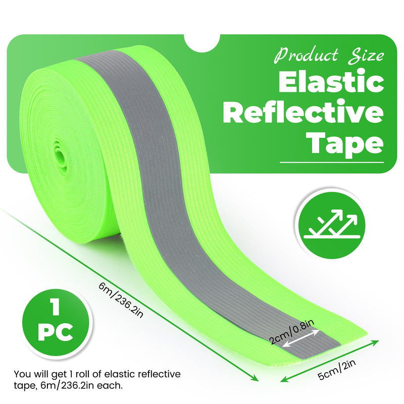 Elastic Reflective Tape for Clothing 2" x 19.7 Ft, High Visibility Reflective Fabric Tape, Sew on Warning Strips Webbing Ribbons for Bags Clothes