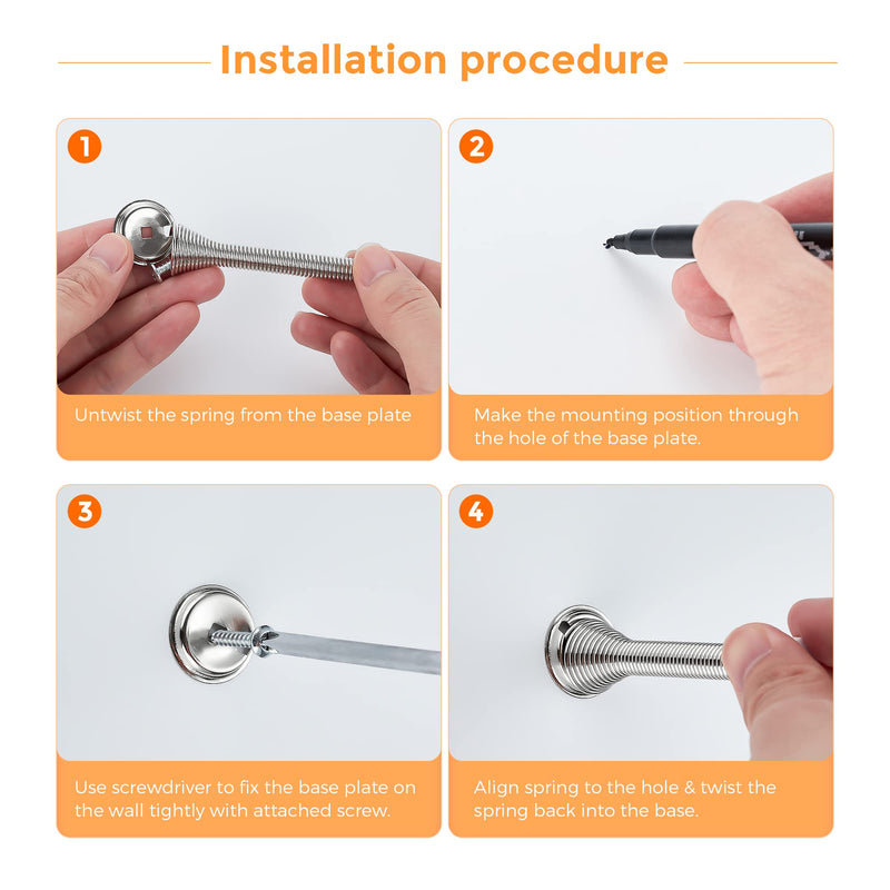[Australia - AusPower] - Ravinte Door Stoppers, 12 Pack Spring Door Stops with Rubber Bumper, Satin Nickel Door Stoppers for Bottom of Door 