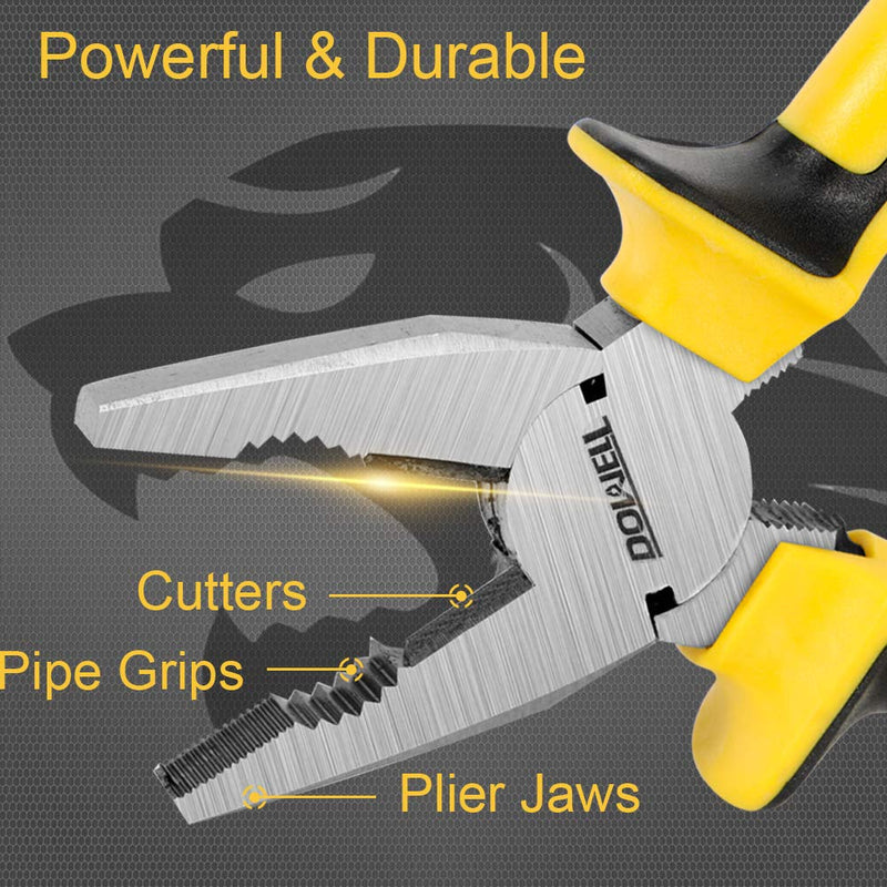 [Australia - AusPower] - DOWELL Lineman's Pliers Combination Pliers with Cutter 6 Inch Heavy Duty Nickel Chromium Steel Construction And Professional Handle 6" Lineman's Pliers 